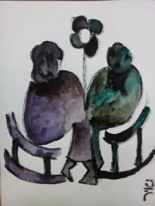 Opa en oma، ألوان مائية على ورق