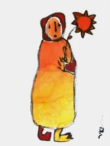 Vrouw met de zonnebloem، ألوان مائية على ورق