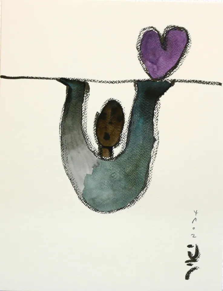 Balanceren met een hart، ألوان مائية على ورق